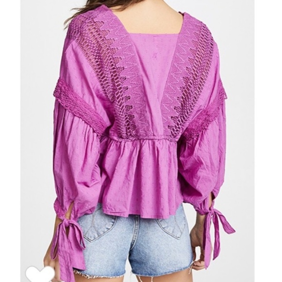 Free People Drive You Mad Blouse Neon Orchid NWT - Picture 6 of 8